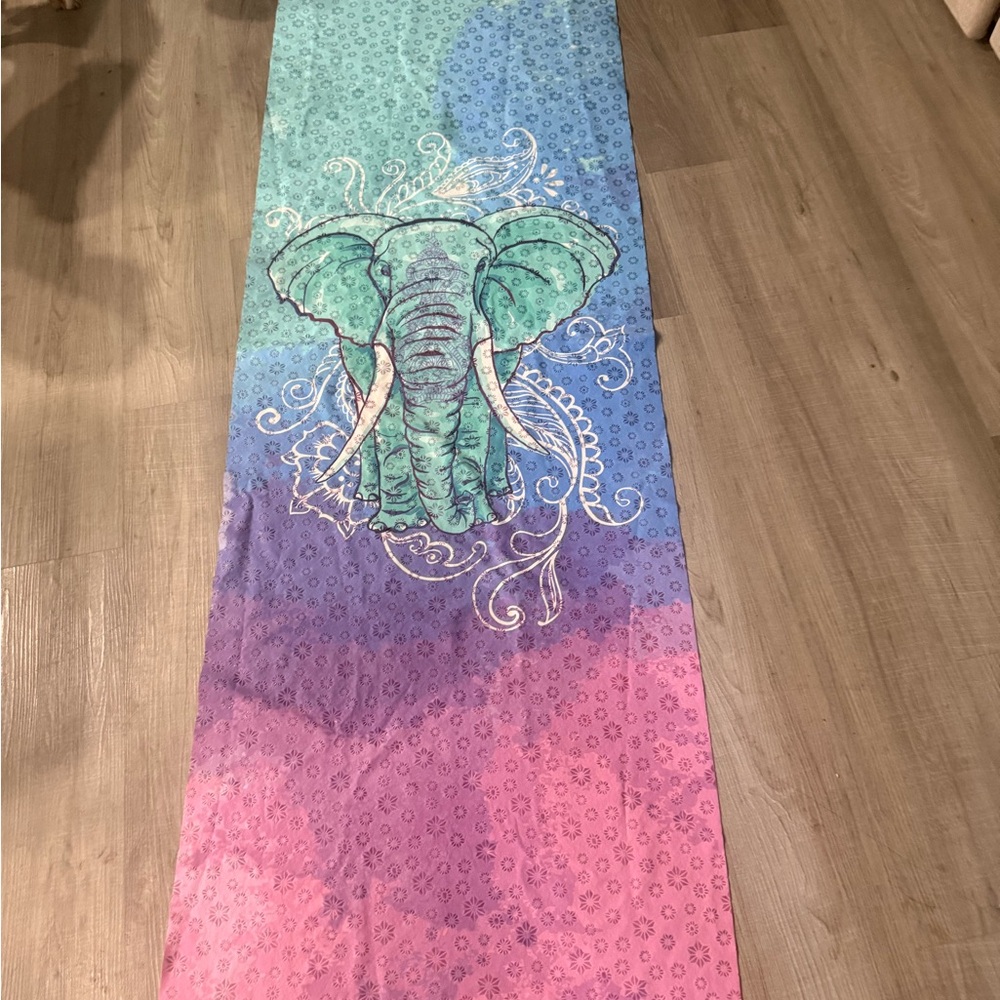 Elephant Design Yoga Mat towel in Pastel Hues